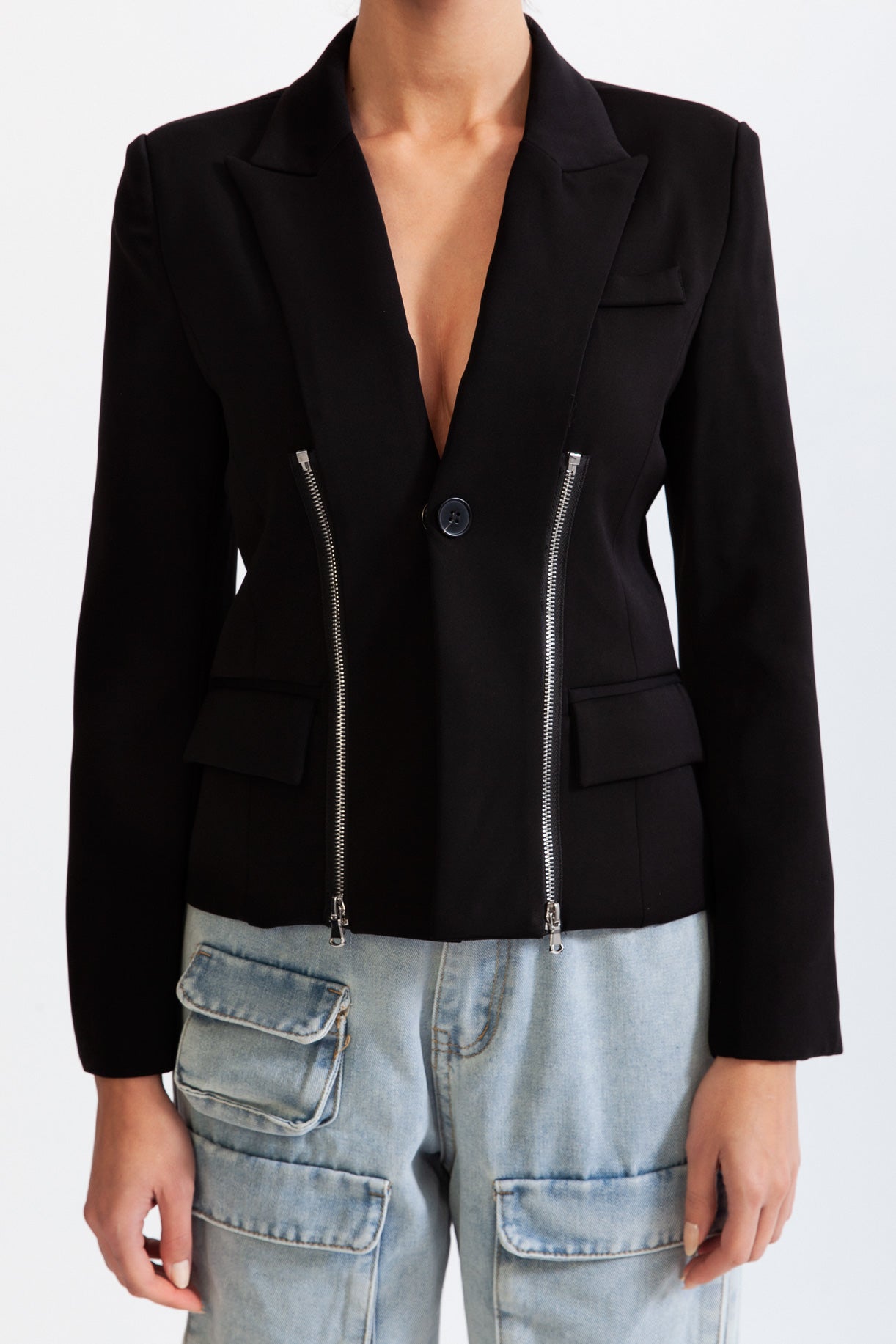 CLARIMONDE Fitted zipper jacket - Black