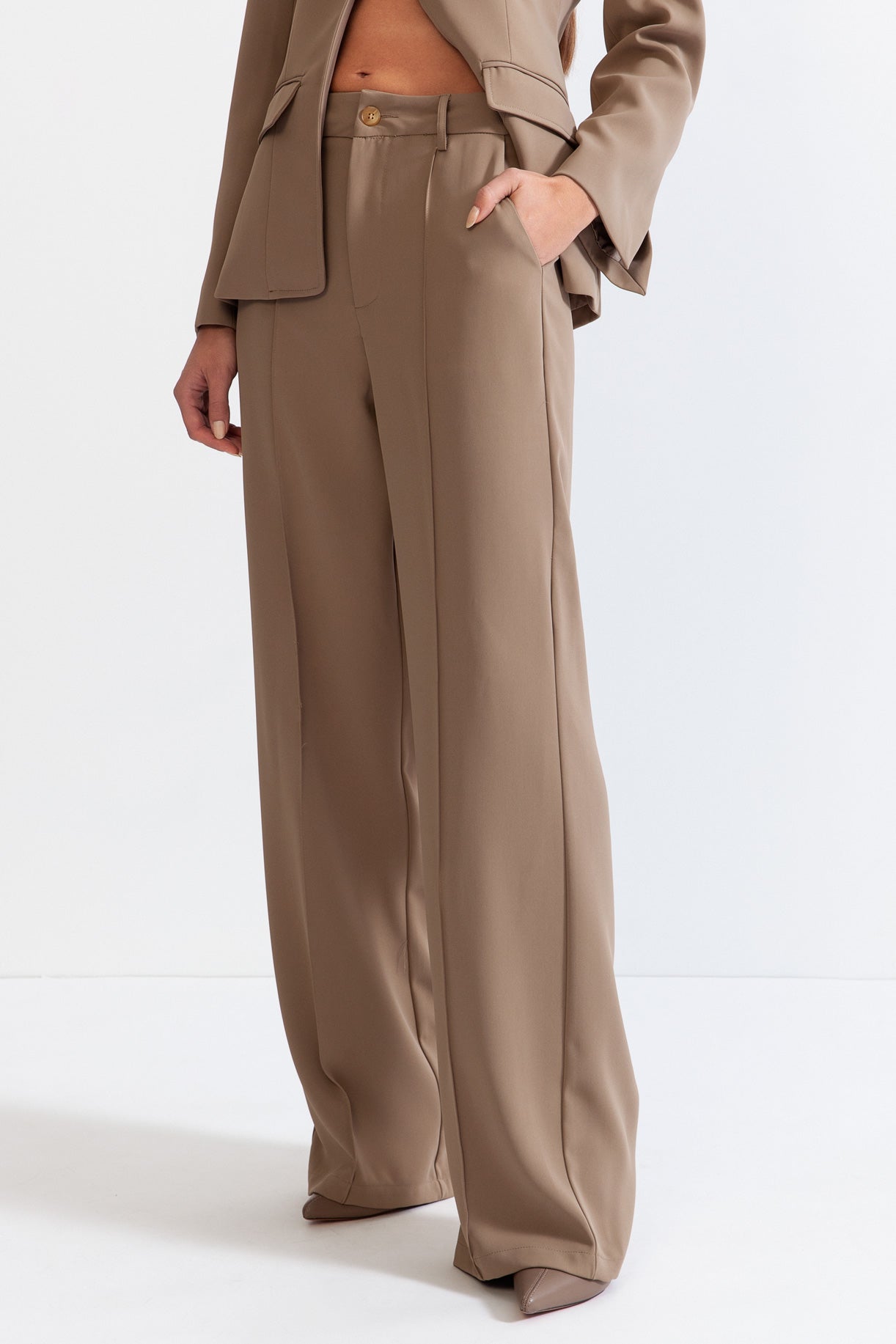 MILLET Minimalist co-ord with Geometrical Lines - Light Brown