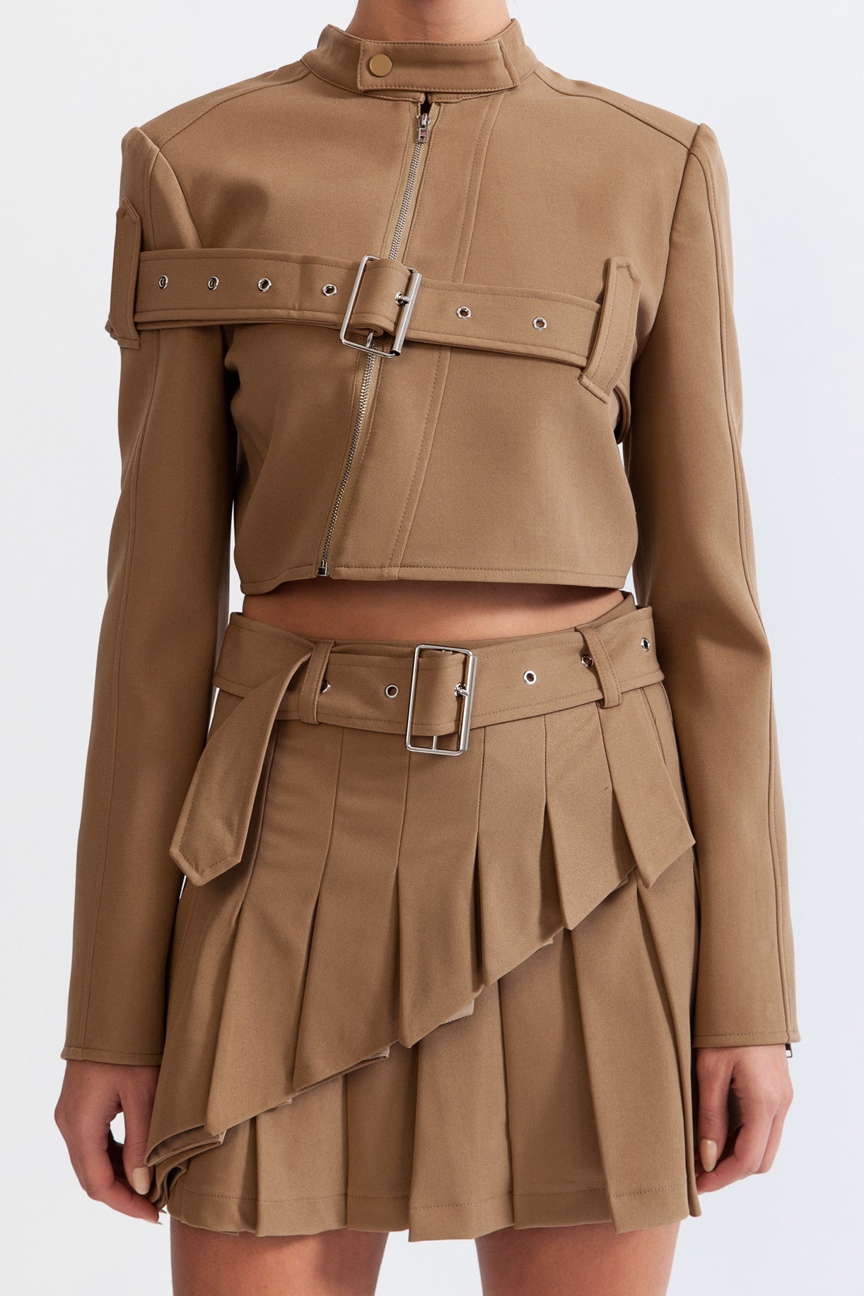 MIELLA Military Co-ord with Skirt and Blazer - Brown