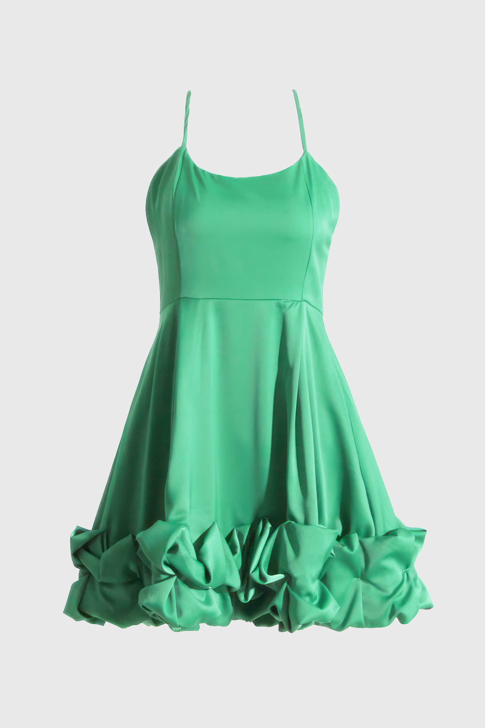 Mini Dress with Detail at Hem - Green