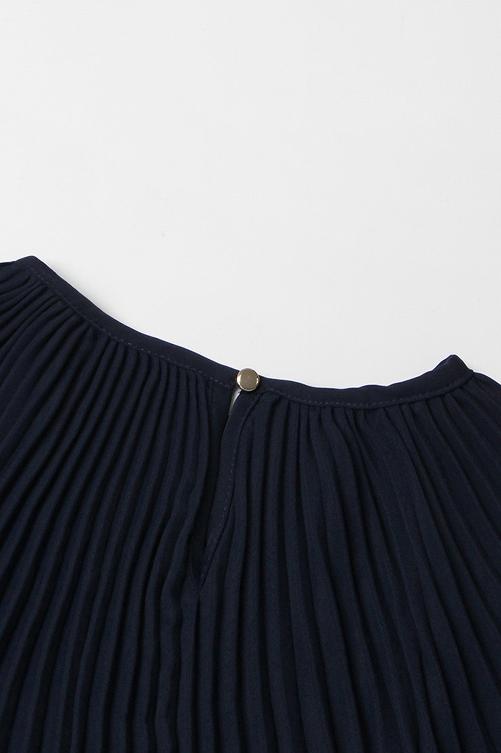 Pleated Maxi Dress with Long Sleeves - Navy