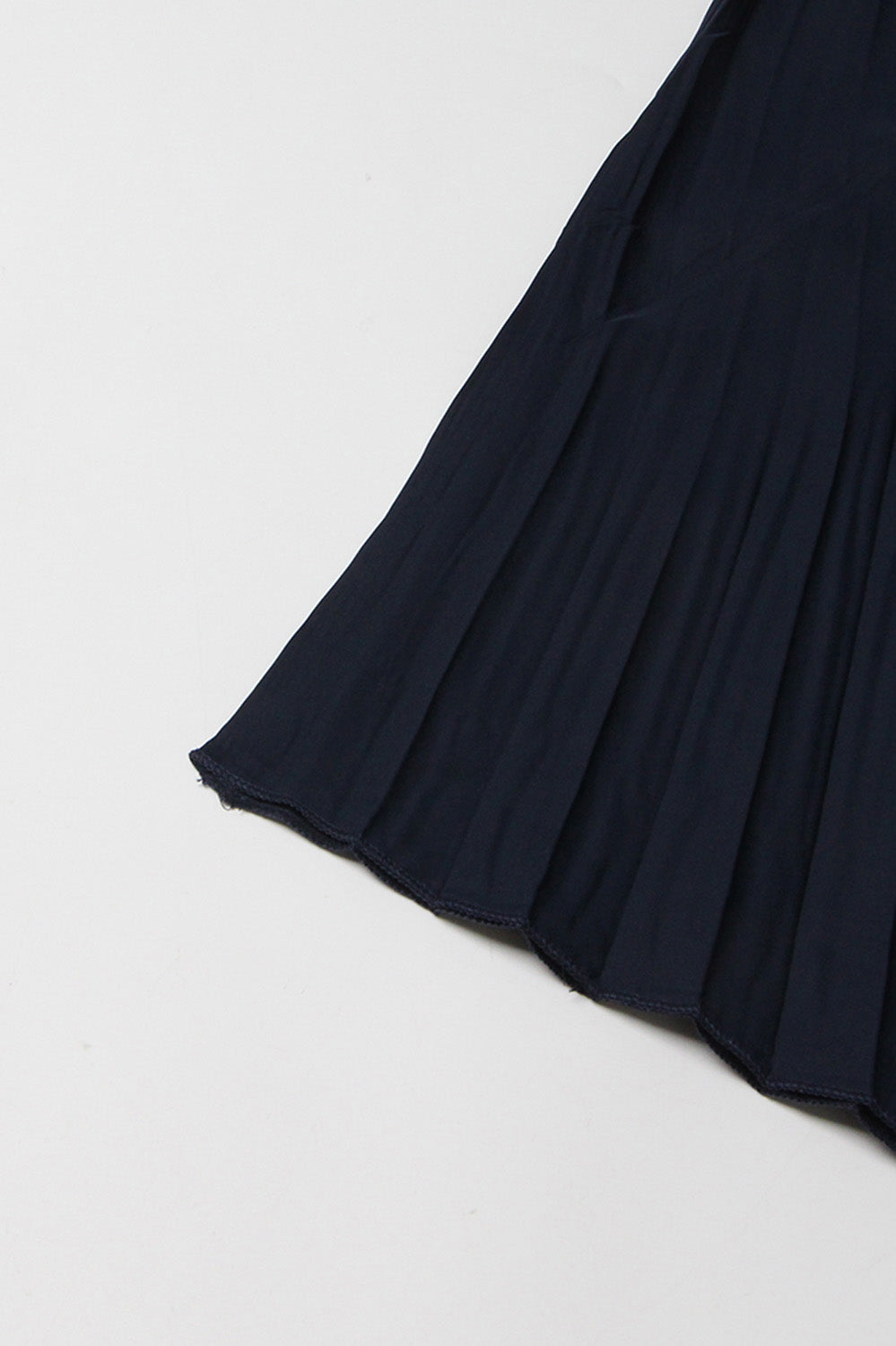 Pleated Maxi Dress with Long Sleeves - Navy