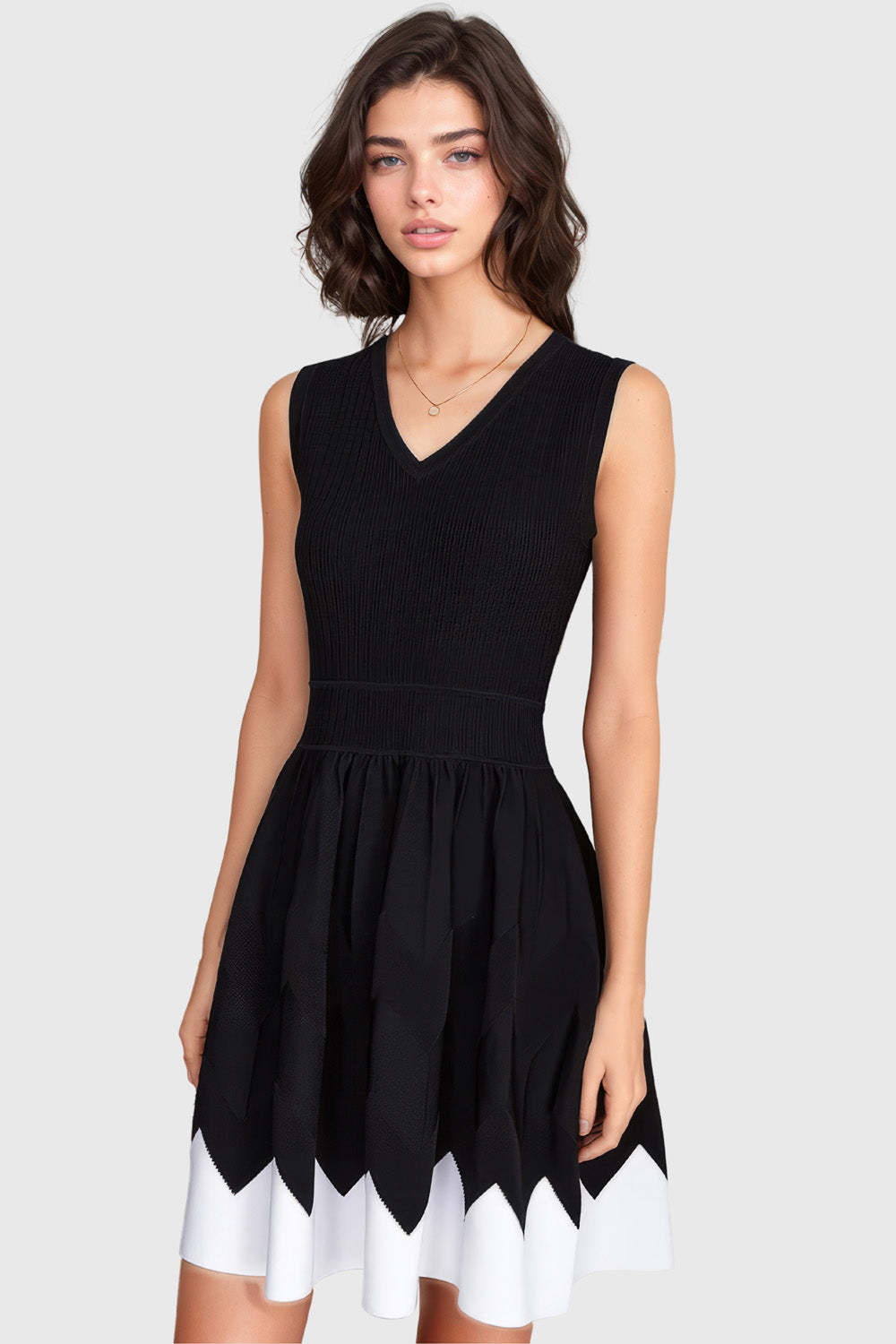 Contrast Dress - Black