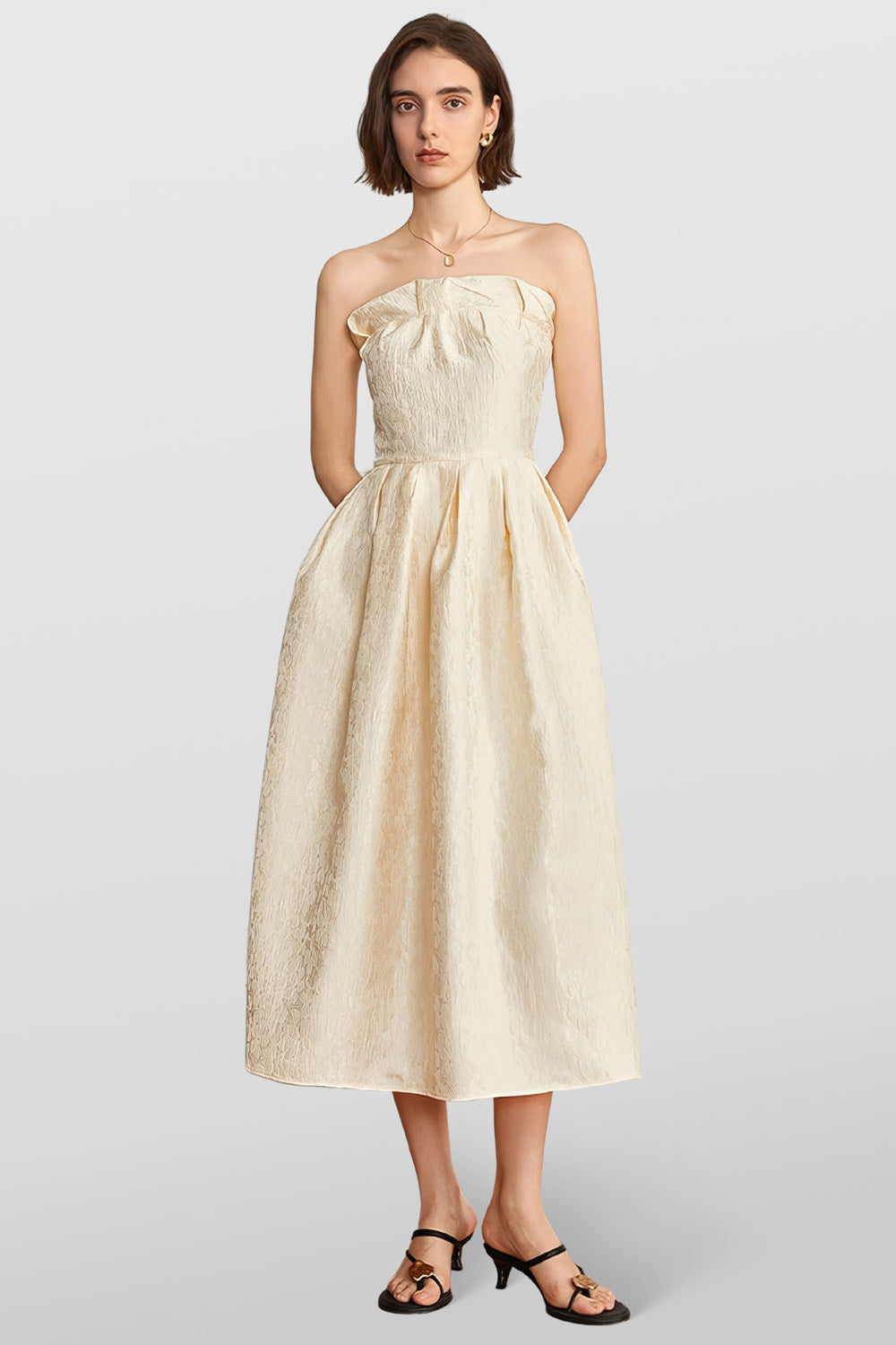 Maxi Strapless Dress - Beige