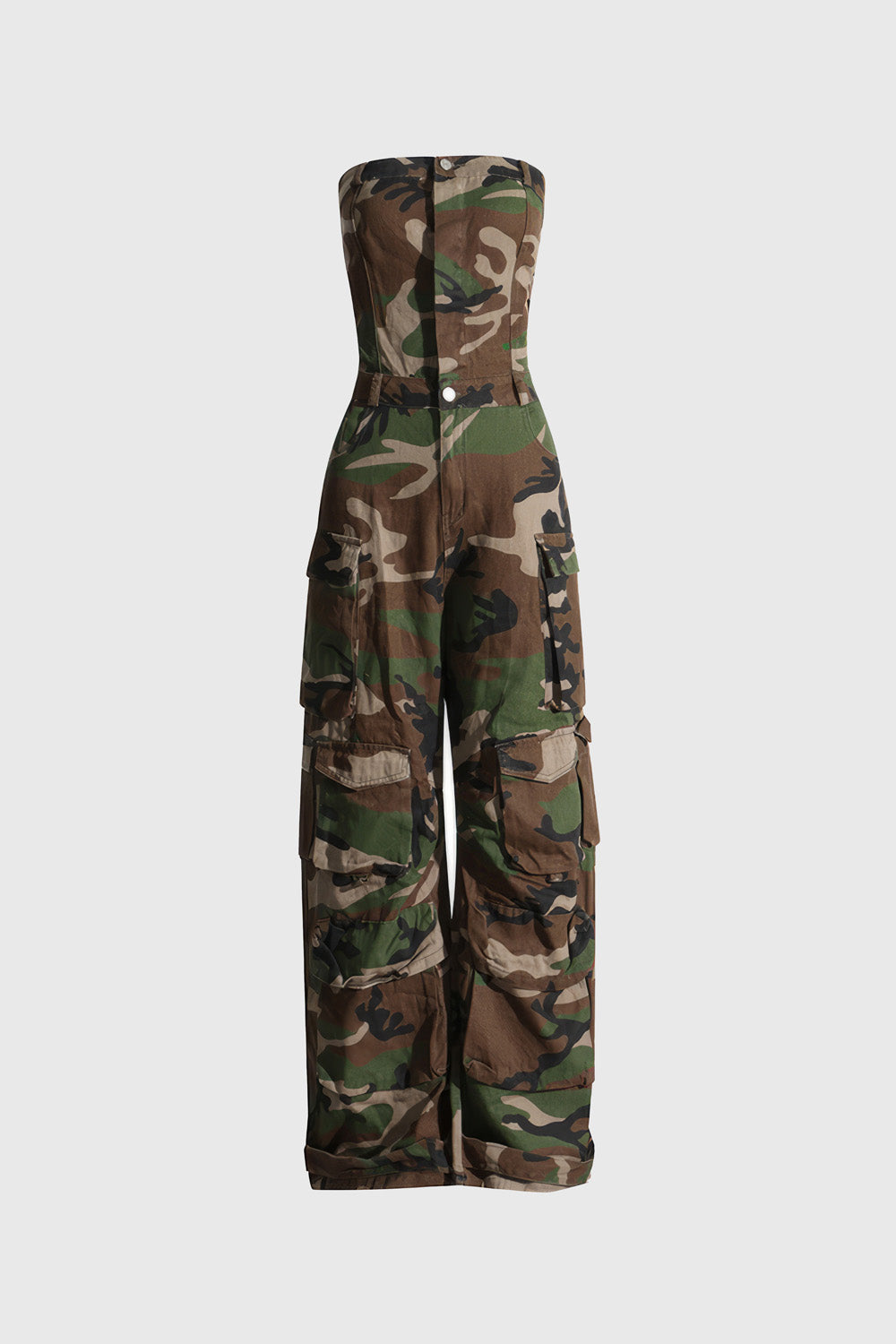 Long Jumpsuit in Army Pattern - Green & Brown