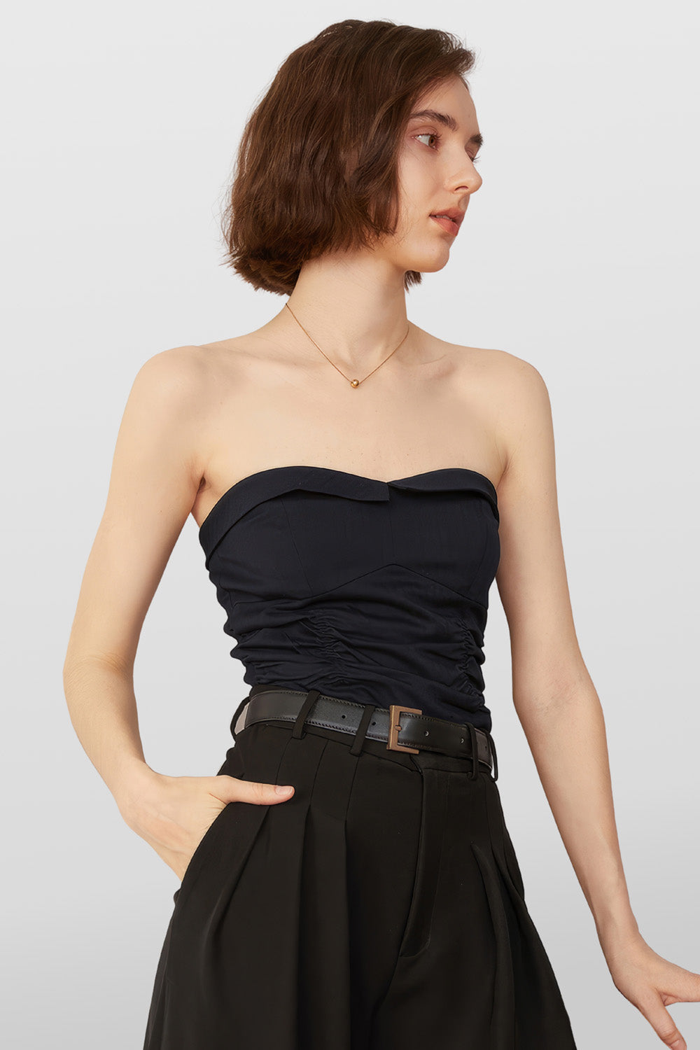 Bandeau Top with Sweetheart Neckline - Black