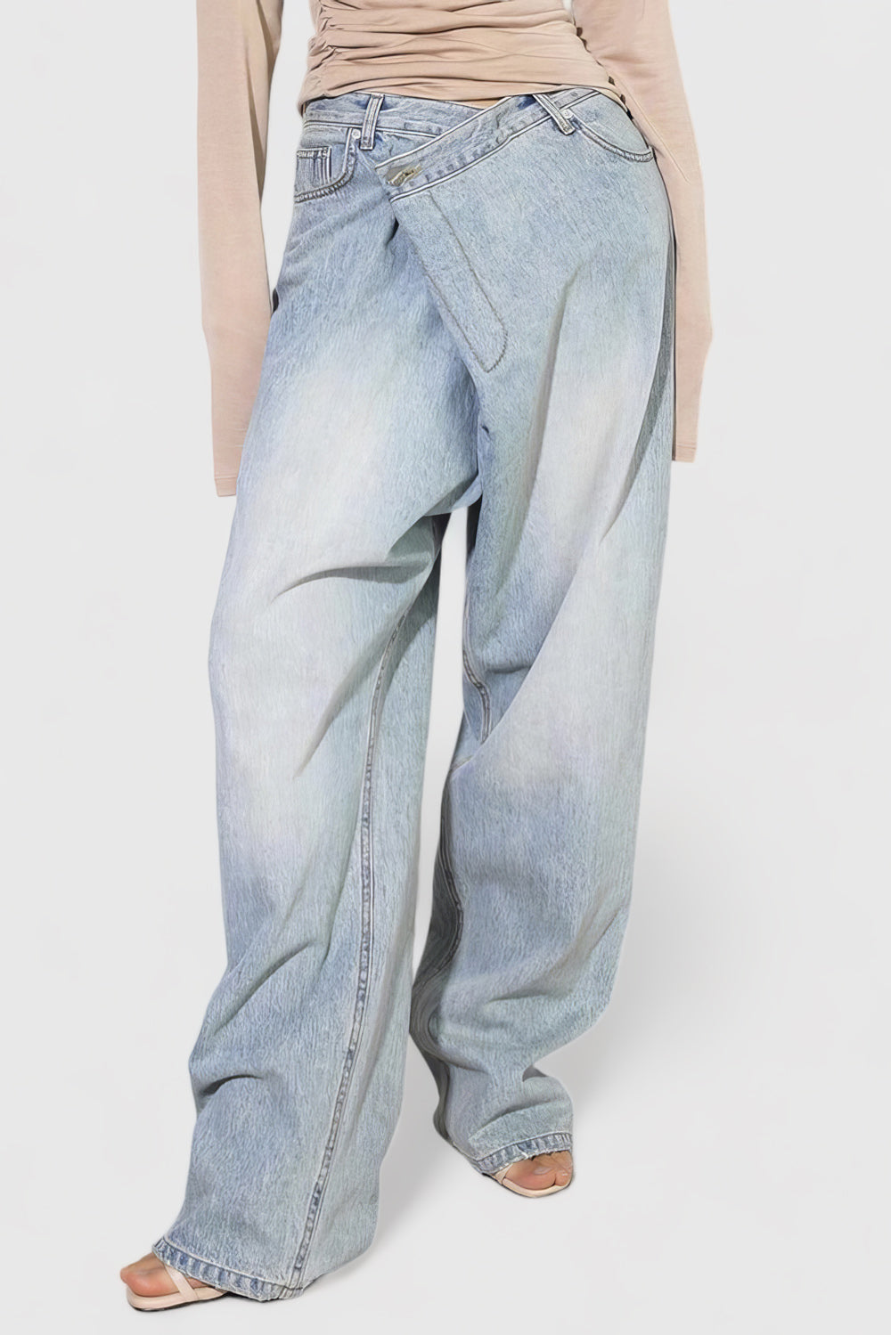 Jeans with Irregular Closure - Blue