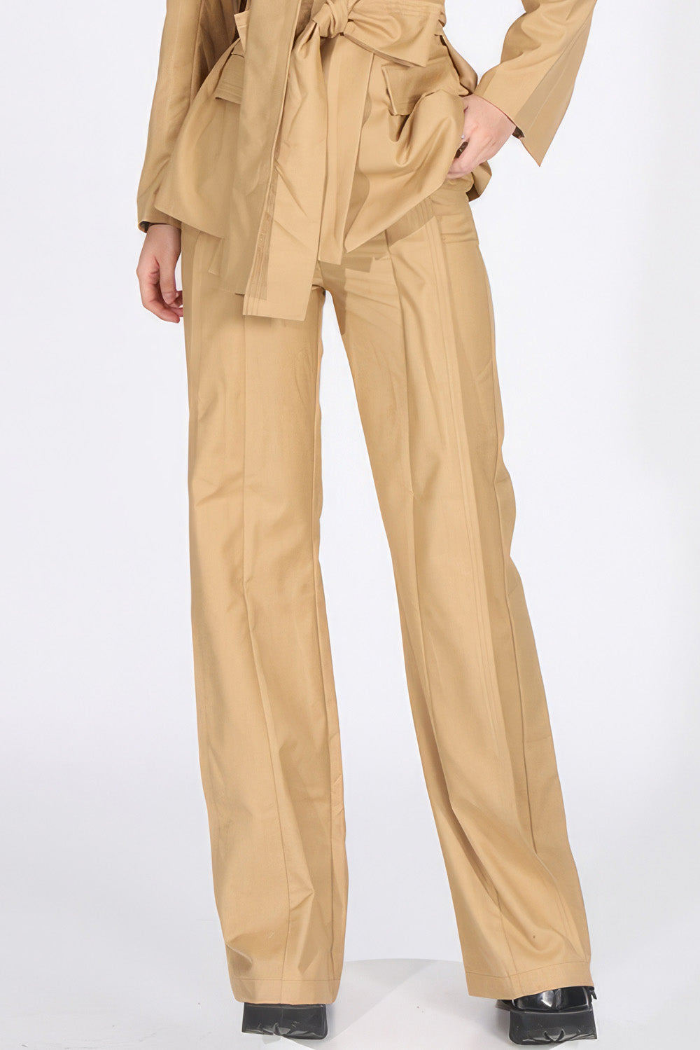 High Waisted Wide Trousers - Mustard