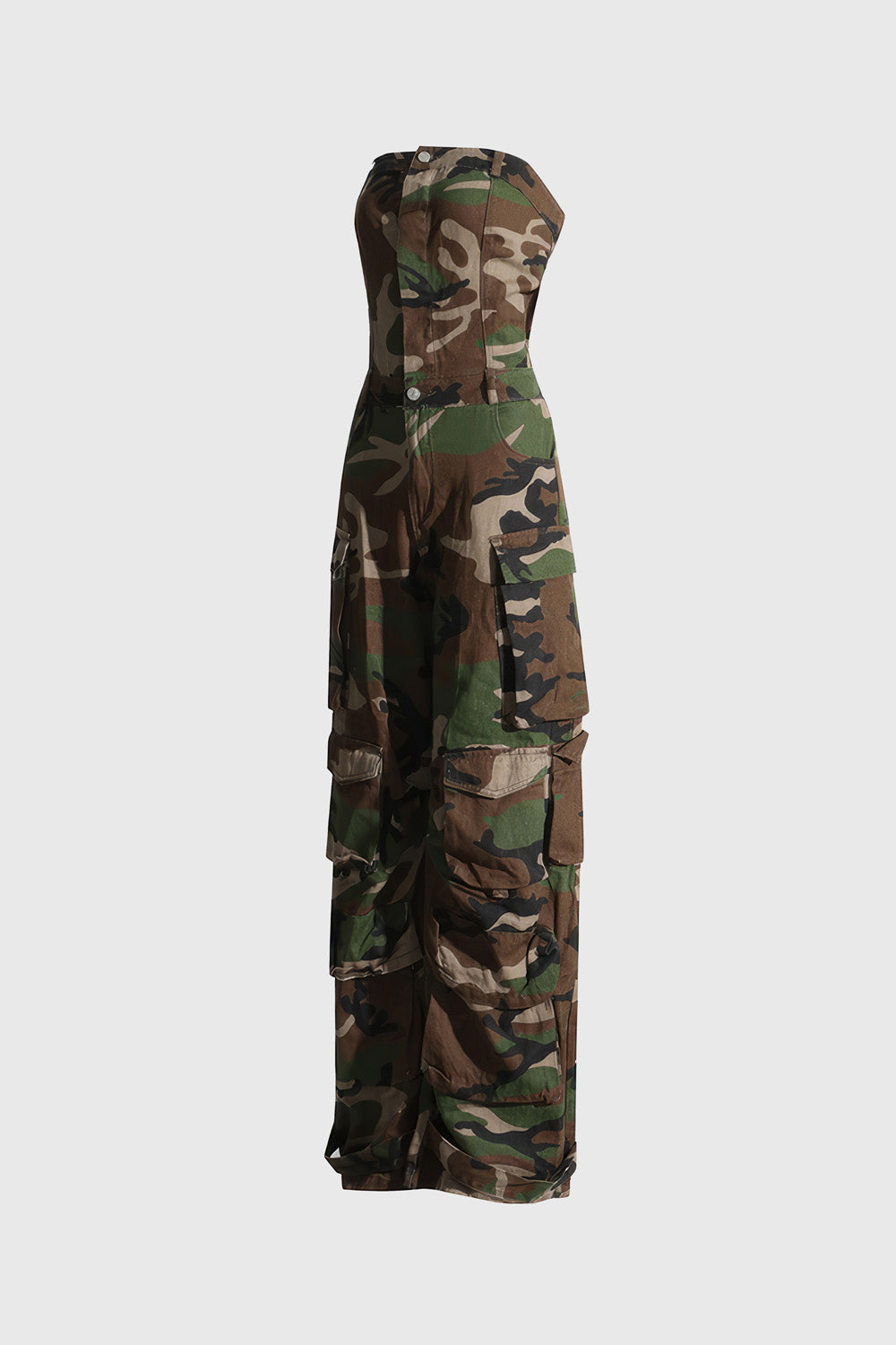 Long Jumpsuit in Army Pattern - Green & Brown