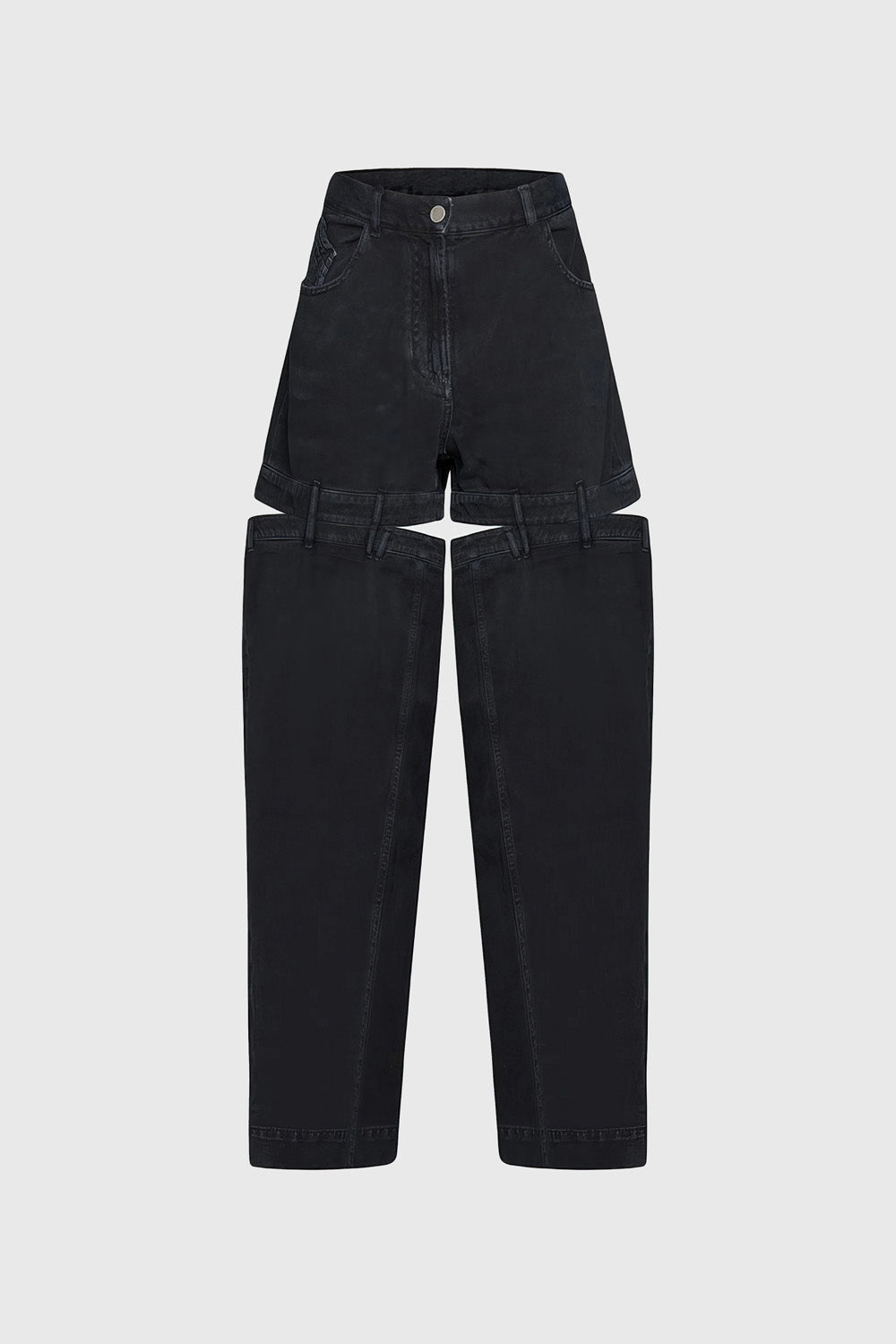 High Waisted Jeans with Back Cuts - Black