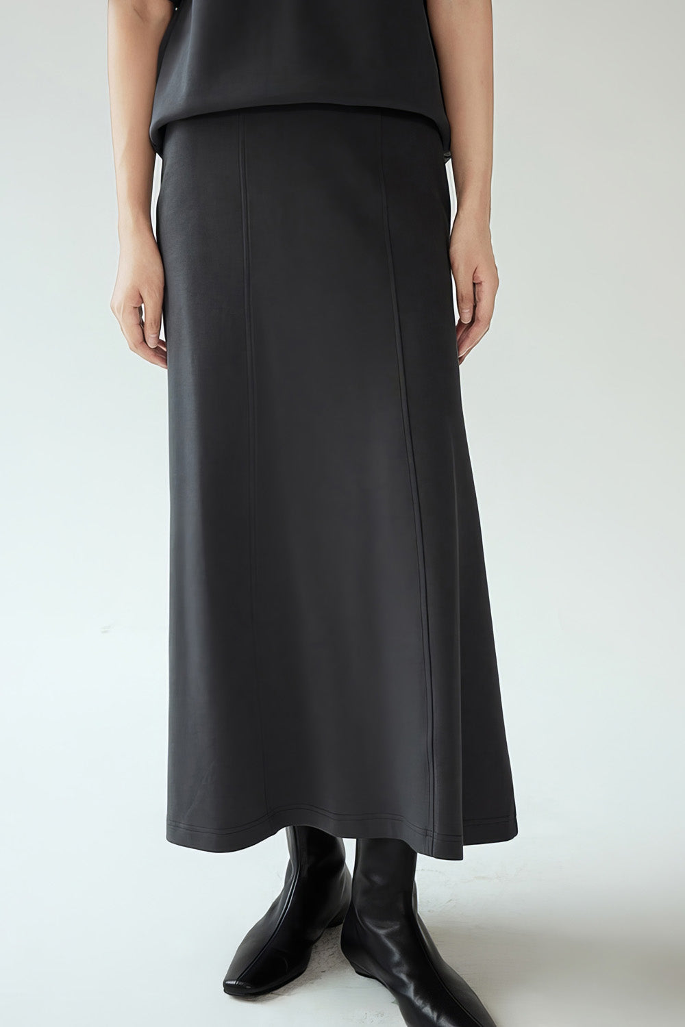 Midi Jersey Skirt - Dark Grey