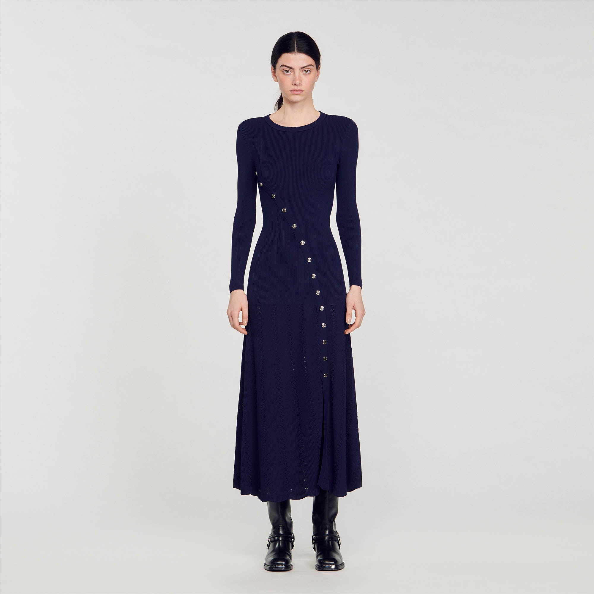 SANDRO Knit Midi Dress