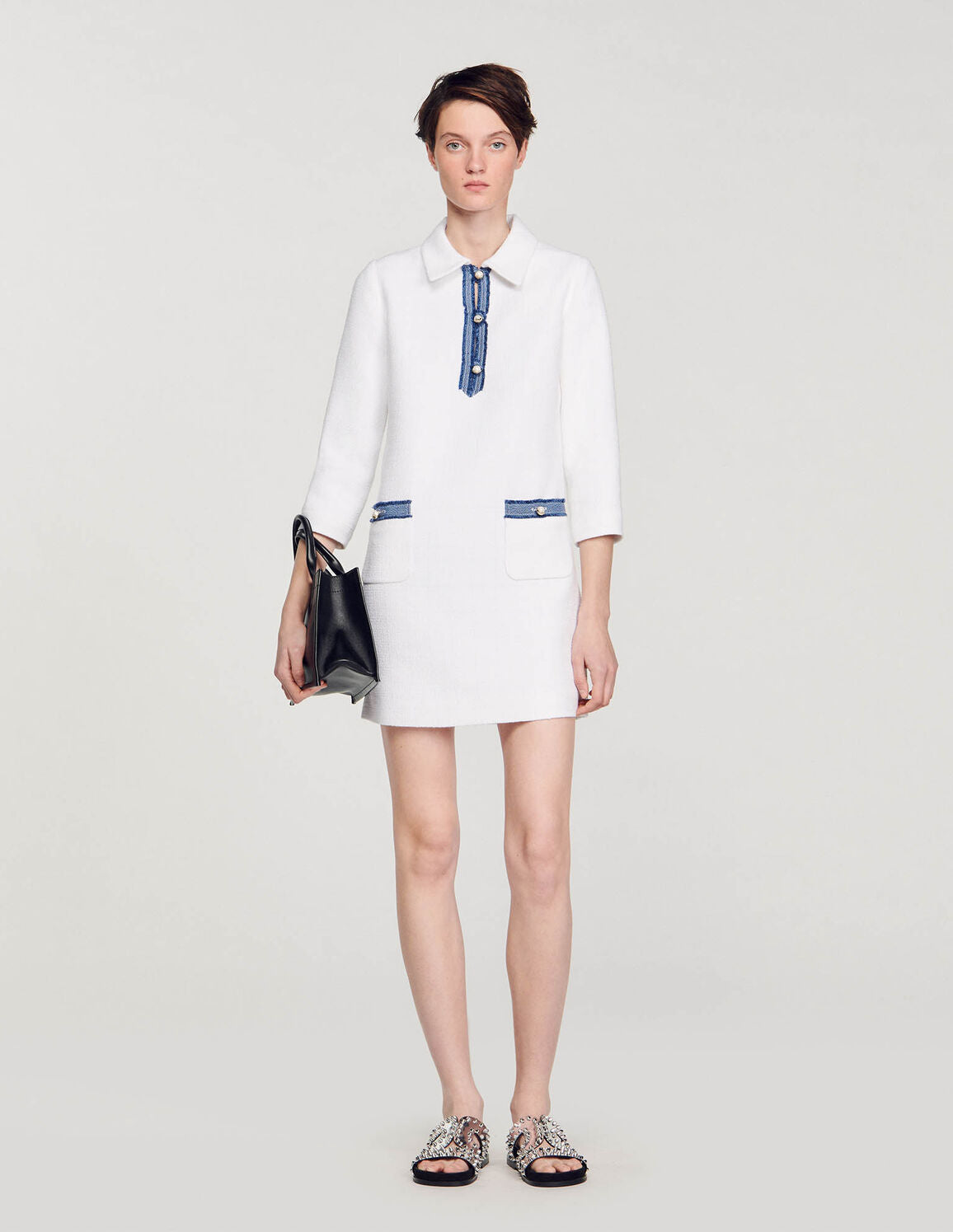 SANDRO  Long-Sleeved Short Tweed Dress