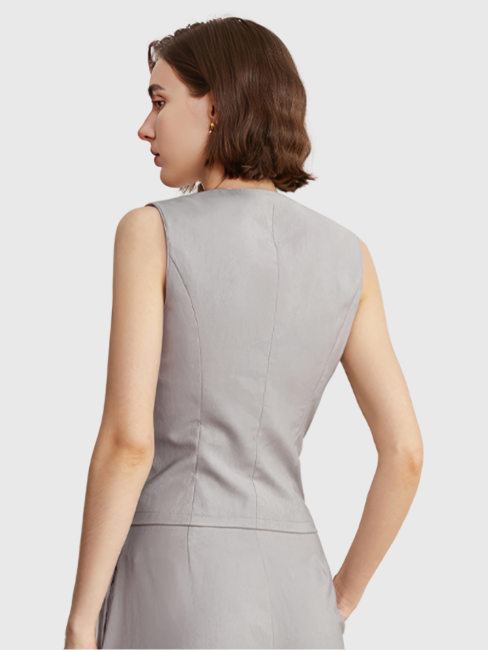 Buttoned Elegant Vest - Grey