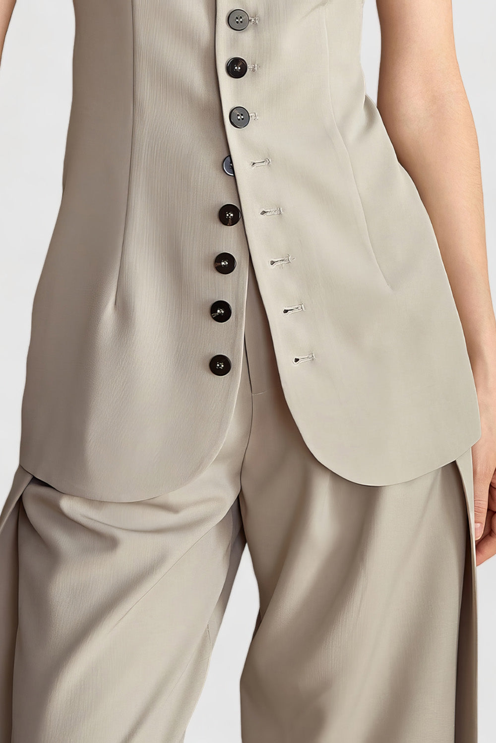 High Waisted Elegant Trousers - Beige