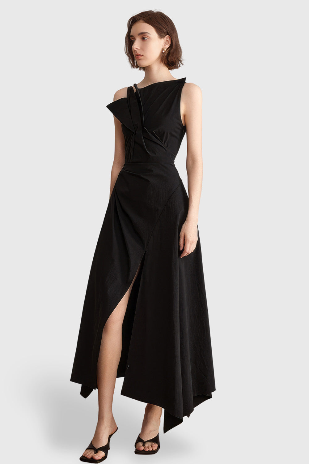 Irregular Midi Dress - Black