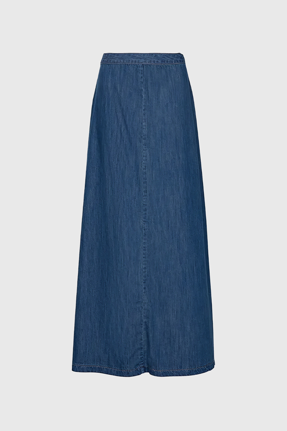 A Shaped Maxi Denim Skirt - Blue