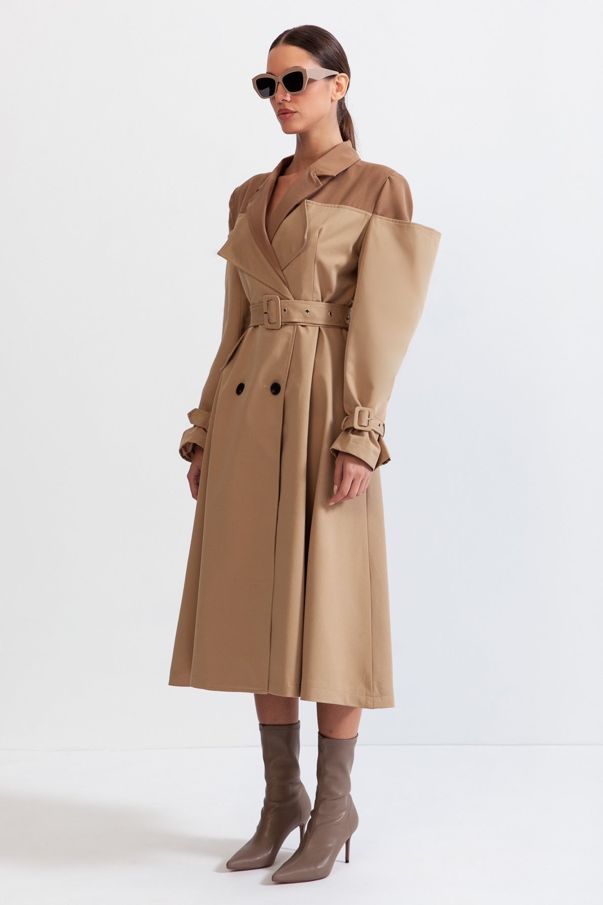 MARCELLA Double Combined Trench Coat - Nude