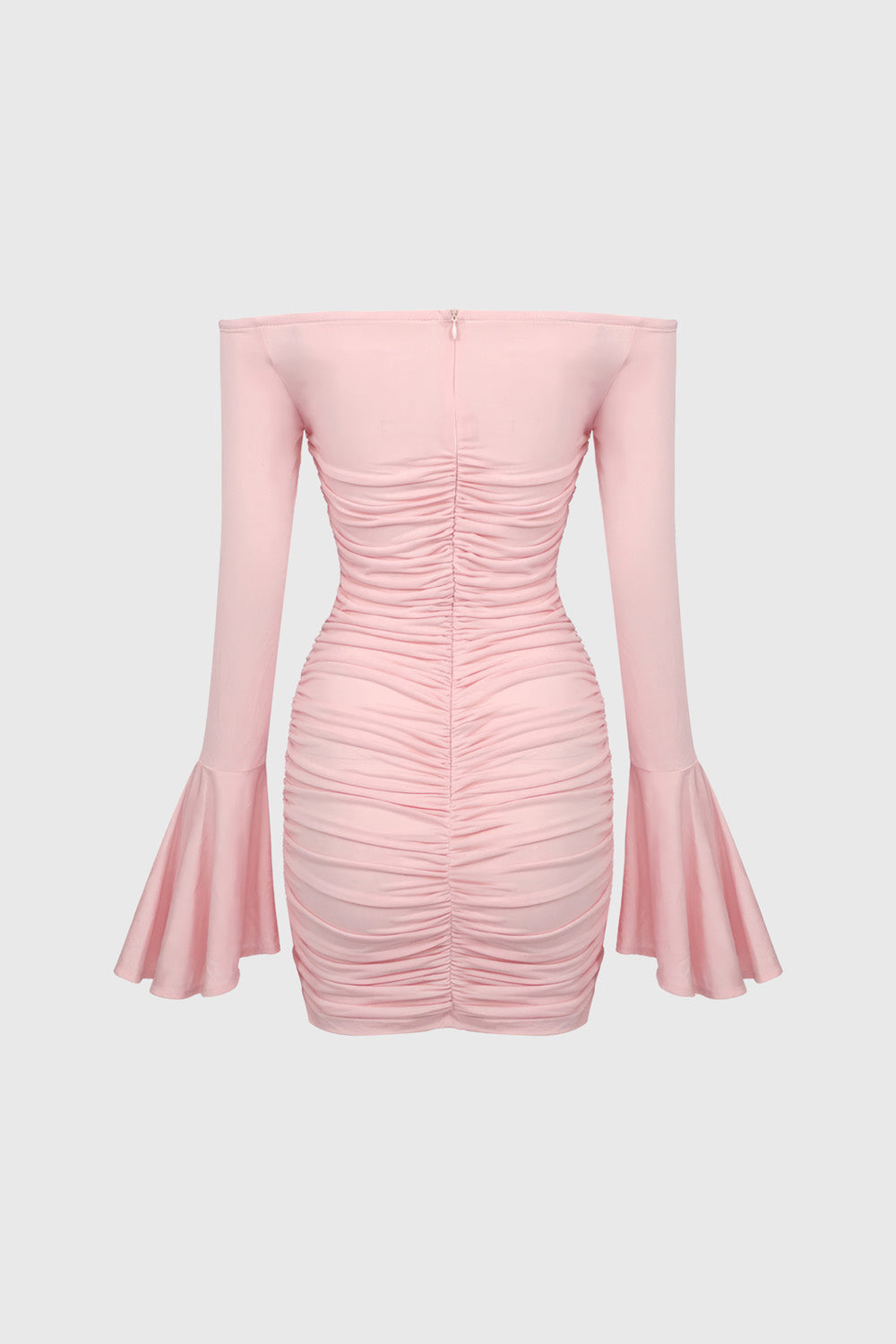 Ruched Dress with Flowers Attached - Pink