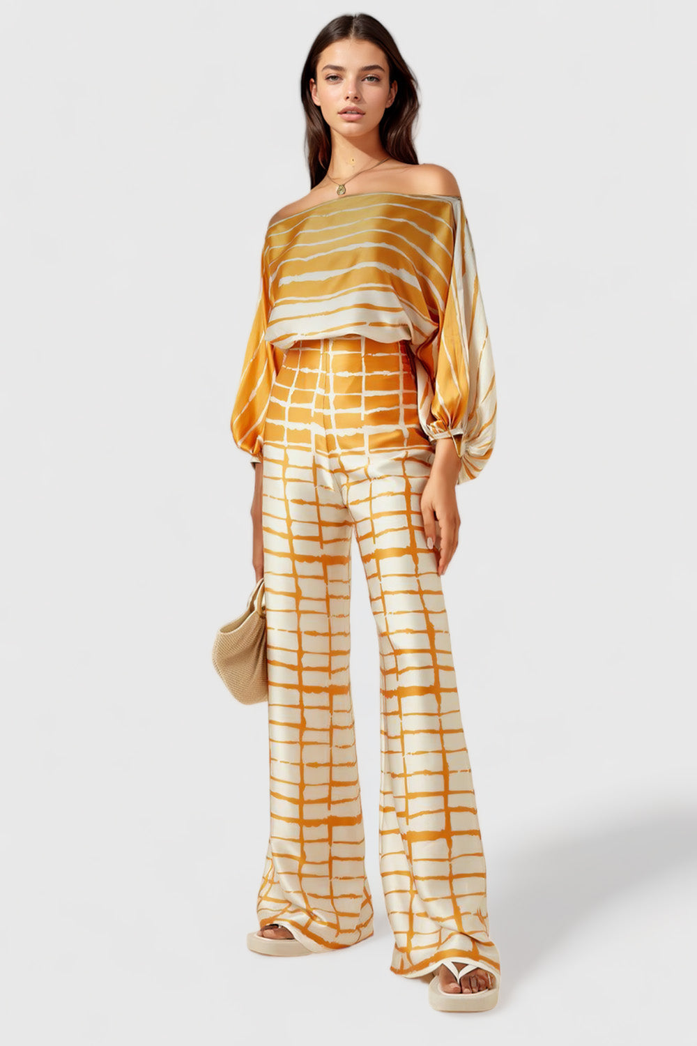 Flowy 2-Piece Set in Pattern - Yellow