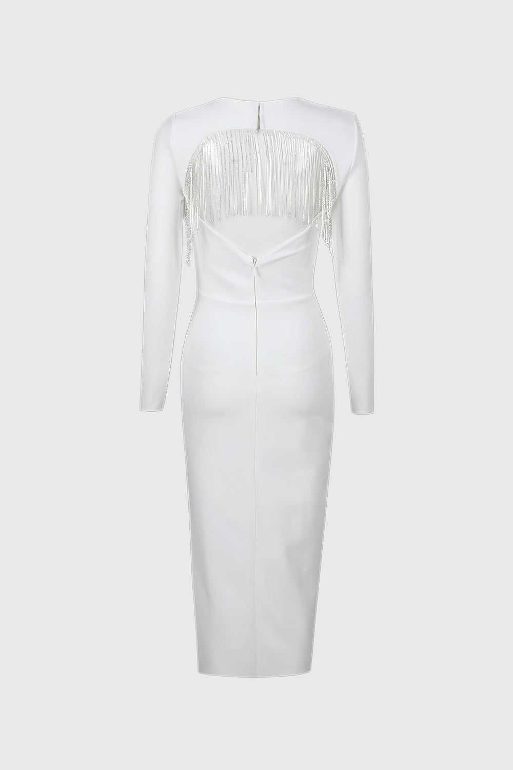 Midi Dress with Front Cut and Slit - White