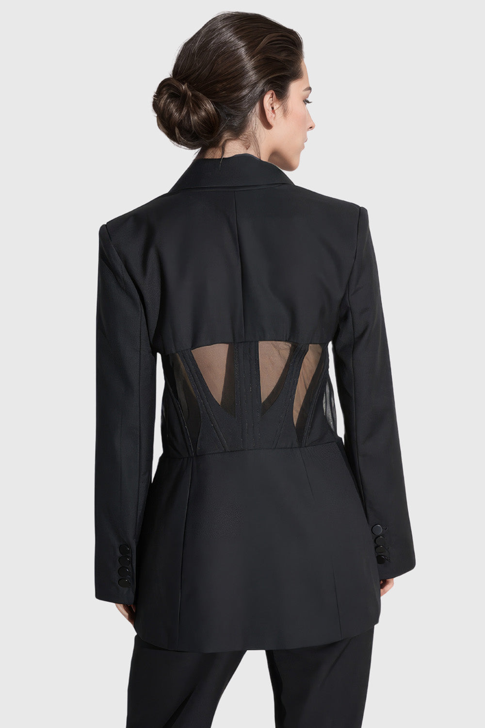 Blazer with Mesh Detail - Black