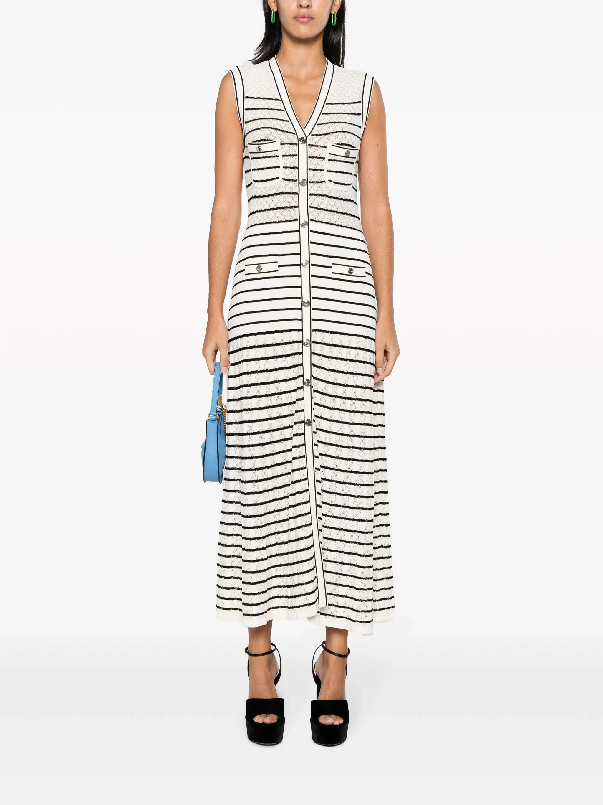 SANDRO striped midi dress - White